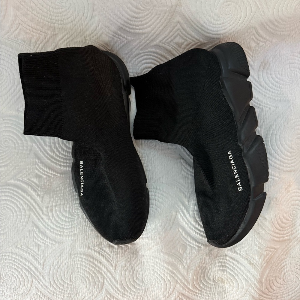 Black Knit High-Top Sneakers